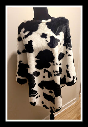 Cow print poncho